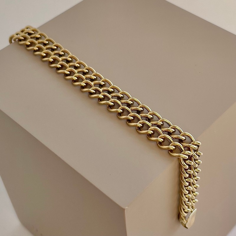 Billede af Armbånd i 8 karat guld med dobbelt kæde